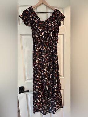 Maurices Black Floral High-Low Dress